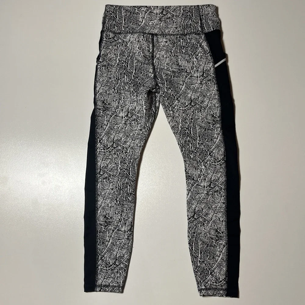 Avia Active Top & Legging Set Size M 8-10 Marbled Fleece Lined Athleisure Outfit
